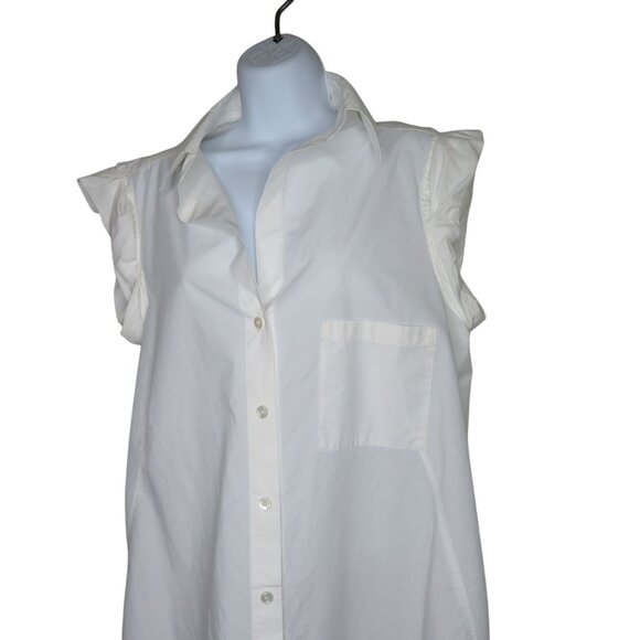 Vintage DKNY Cap Sleeve Tunic Button-Up Blouse White Cotton Womens US 8/GB 10/IT - Picture 3 of 14